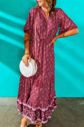 Robe longue bohème à pompon et pompons